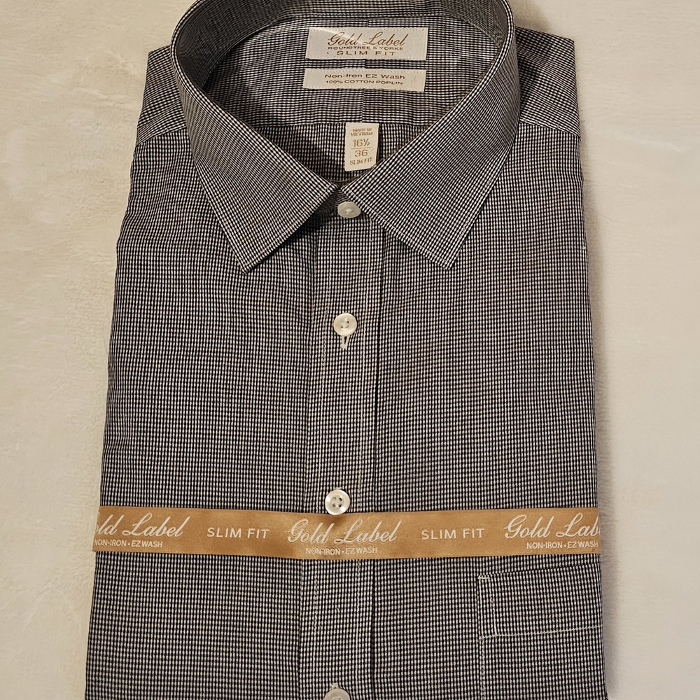 Men's Black and White Slim Fit Shirt